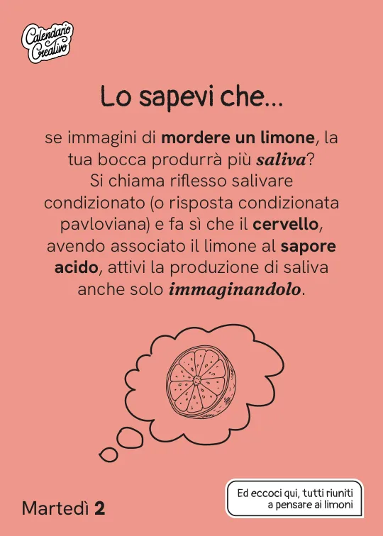 Pagina di curiosità: lo sapevi che se immagini di mordere un limone produci più saliva?