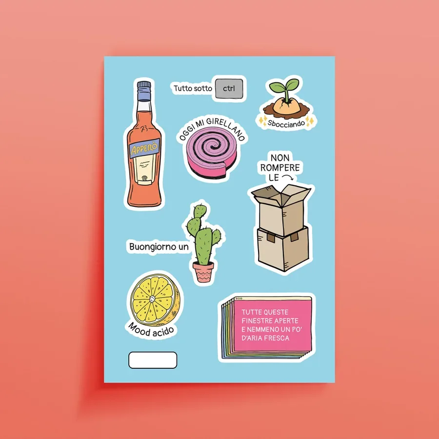 Foglio di Sticker Creativi azzurri